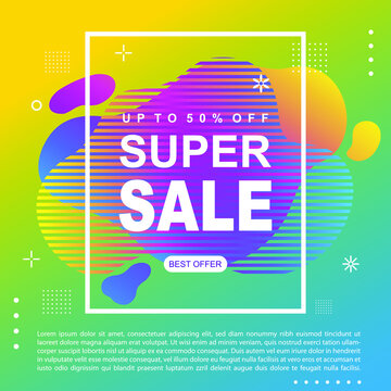 Mega Sale Promotion Banner template Design Super sale special offer promotion discount banner, fluid, liquid gradient vector