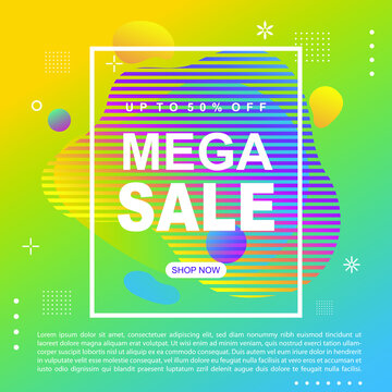 Mega Sale Promotion Banner template Design Super sale special offer promotion discount banner, fluid, liquid gradient vector
