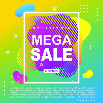 Mega Sale Promotion Banner template Design Super sale special offer promotion discount banner, fluid, liquid gradient vector