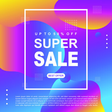 Mega Sale Promotion Banner template Design Super sale special offer promotion discount banner, fluid, liquid gradient vector