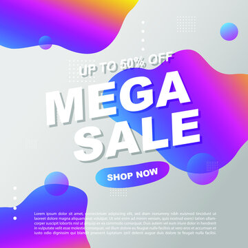 Mega Sale Promotion Banner template Design Super sale special offer promotion discount banner, fluid, liquid gradient vector