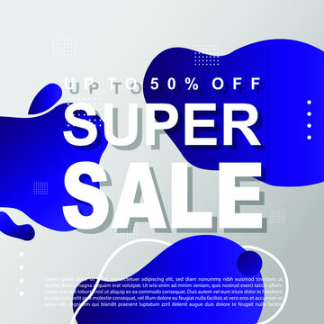 Mega Sale Promotion Banner template Design Super sale special offer promotion discount banner, fluid, liquid gradient vector