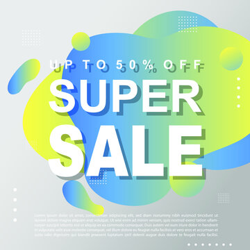 Mega Sale Promotion Banner template Design Super sale special offer promotion discount banner, fluid, liquid gradient vector