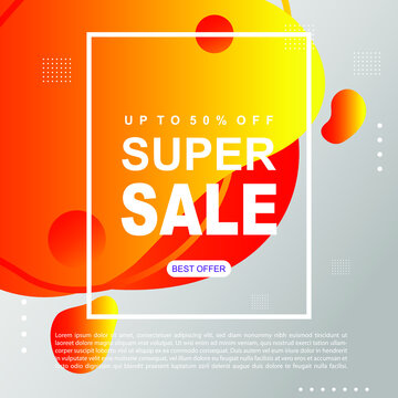 Mega Sale Promotion Banner template Design Super sale special offer promotion discount banner, fluid, liquid gradient vector