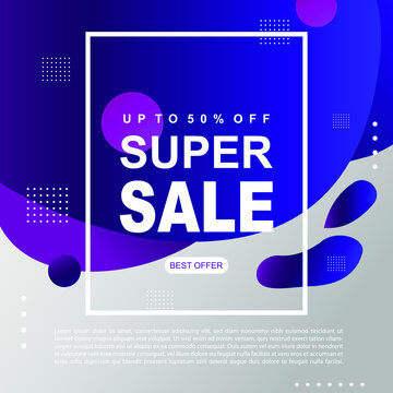 Mega Sale Promotion Banner template Design Super sale special offer promotion discount banner, fluid, liquid gradient vector