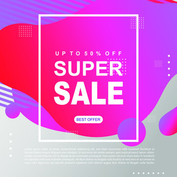 Mega Sale Promotion Banner template Design Super sale special offer promotion discount banner, fluid, liquid gradient vector