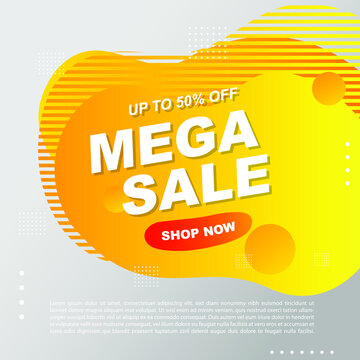 Mega Sale Promotion Banner template Design Super sale special offer promotion discount banner, fluid, liquid gradient vector