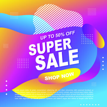Mega Sale Promotion Banner template Design Super sale special offer promotion discount banner, fluid, liquid gradient vector