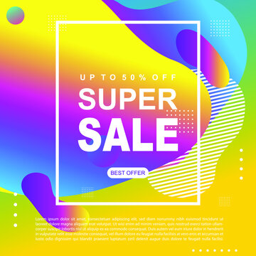 Mega Sale Promotion Banner template Design Super sale special offer promotion discount banner, fluid, liquid gradient vector