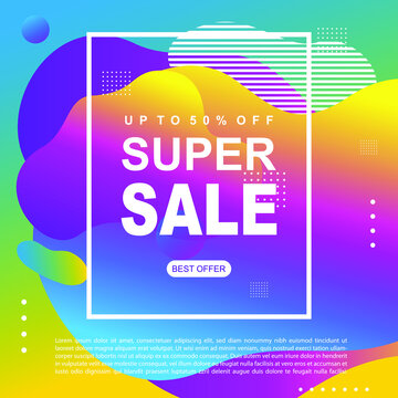 Mega Sale Promotion Banner template Design Super sale special offer promotion discount banner, fluid, liquid gradient vector