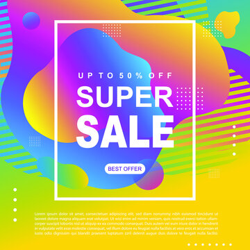 Mega Sale Promotion Banner template Design Super sale special offer promotion discount banner, fluid, liquid gradient vector