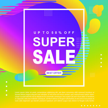 Mega Sale Promotion Banner template Design Super sale special offer promotion discount banner, fluid, liquid gradient vector