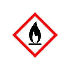 Wall Mural - Flammable materials warning sign icon isolated on white background