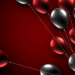 Wall Mural - Black friday burgundy background with black and red balloons.