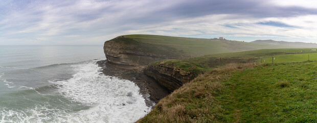 Poster - panorama view of the Cantabria coast with cliffs and ocean