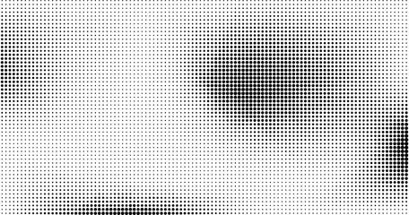 Poster - Halftone vector background. Gradient vintage dots background. Abstract texture with black particles.
