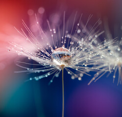 Wall Mural - abstract blurred nature background dandelion seeds parachute. abstract nature bokeh pattern