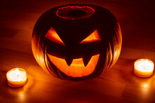 A Scary Pumpkin At Halloween