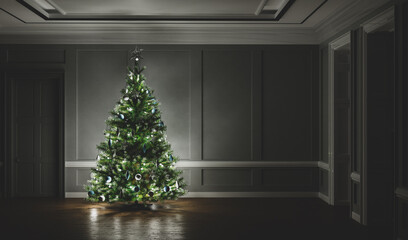 christmas tree in classic elegant apartment