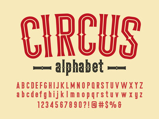 Fototapete - Stylish vintage styled alphabet design with uppercase, lowercase, numbers and symbols