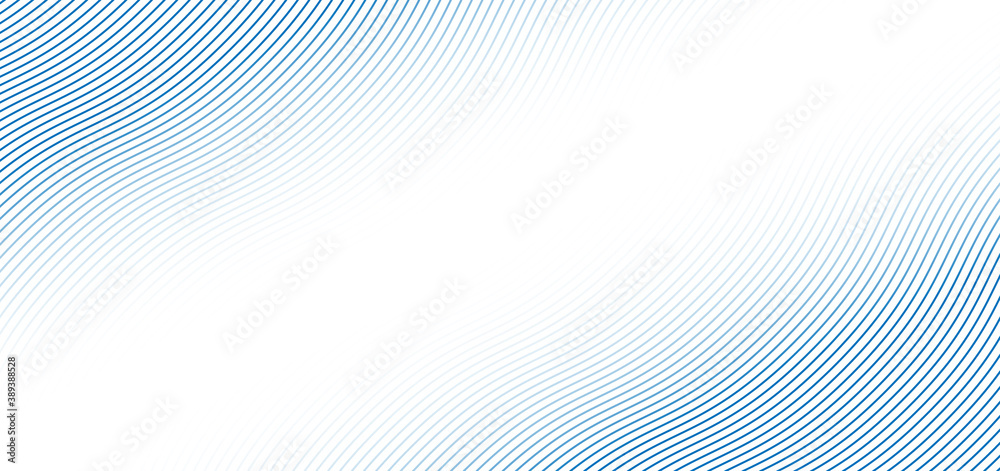 Abstract blue wave lines pattern on white background with space for ...