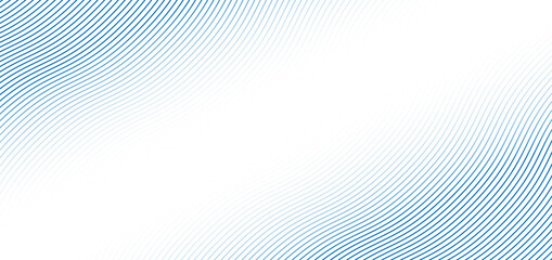 Wall Mural - Abstract blue wave lines pattern on white background with space for your text