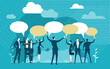 © IRStone - Group of business people with speech bubbles. People discussing, communicating, finding solution.