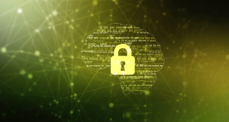 Poster - 2d illustration Safety concept: Closed Padlock on digital background
