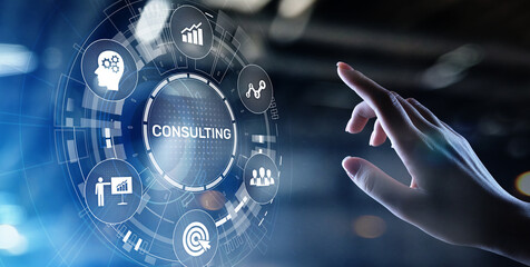 Business consulting concept on the virtual screen.