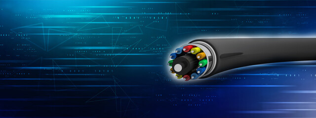 Poster - 3d rendering Fiber optical cable detail