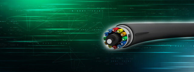 Poster - 3d rendering Fiber optical cable detail