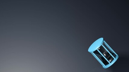 Poster - A blue background with a hourglass at the bottom left corner - 3D rendering video clip