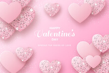Valentines Day Background With Pink Love Glitter.