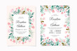 © Asrulaqroni - Wedding invitation card with pink floral watercolor