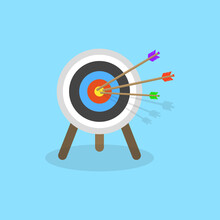 Target With Arrow. Business Success Concept. Vector Illustration.