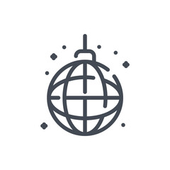 Poster - Disco ball line icon. Party crystal disco ball vector outline sign.
