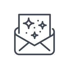 Poster - Envelope with invitation card line icon. Invitation letter vector outline sign.