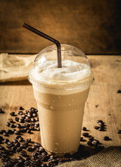 Wall Mural - Iced Coffee on wooden table