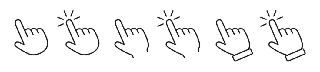 Fototapete - Set of flat cursor icons in hand form – vector