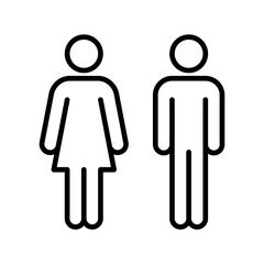 Woman and man sign line icon isolated o white background. Male and Female symbol. Vector illustration