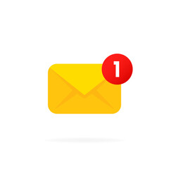 Poster - Message notification icon. Envelope with notification. New notification. Email notification. Incoming message. Email interface. Text message. Vector flat cartoon illustration for web sites.