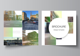 Wall Mural - vector layout of two square format covers design templates for brochure, flyer, magazine, cover desi