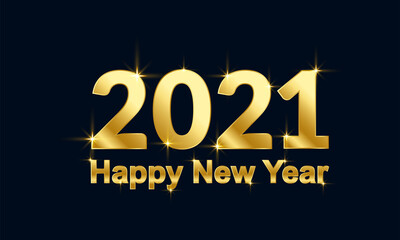 Sticker - 2021 New Year banner, Happy New year, 2021 New year banner with a dark black background with gold colour text