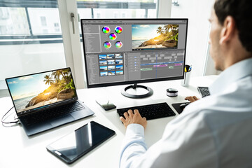 Poster - Video Editor Using Montage Software For Editing