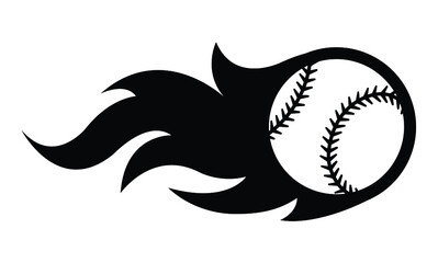 Wall Mural - vector silhouette illustration of baseball ball with simple flame shape. ideal for sticker, decal, s