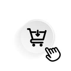 Poster - Shopping cart icon in black. Buying food in the supermarket. Vector on isolated white background. EPS 10