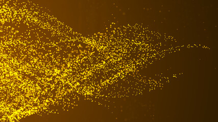 Poster - A vortex of particles. A tornado of twisted glowing dots. Abstract futuristic digital background. 3D tunnel or wormhole. Big data visualization. Wave of particles. 3D rendering