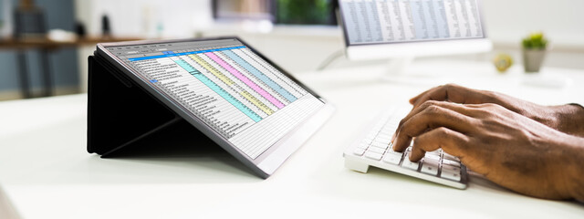 Poster - African American Working With Spreadsheet Data