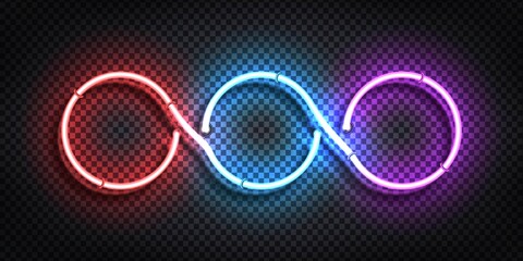 Sticker - Vector realistic isolated neon sign of three circle frame for template and layout.