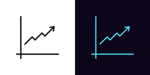 Poster - Outline upward chart icon. Linear growth chart sign, up arrow with editable stroke